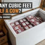 Infographic is showing that How Many Cubic Feet for Half a Cow? Complete Storage Guide