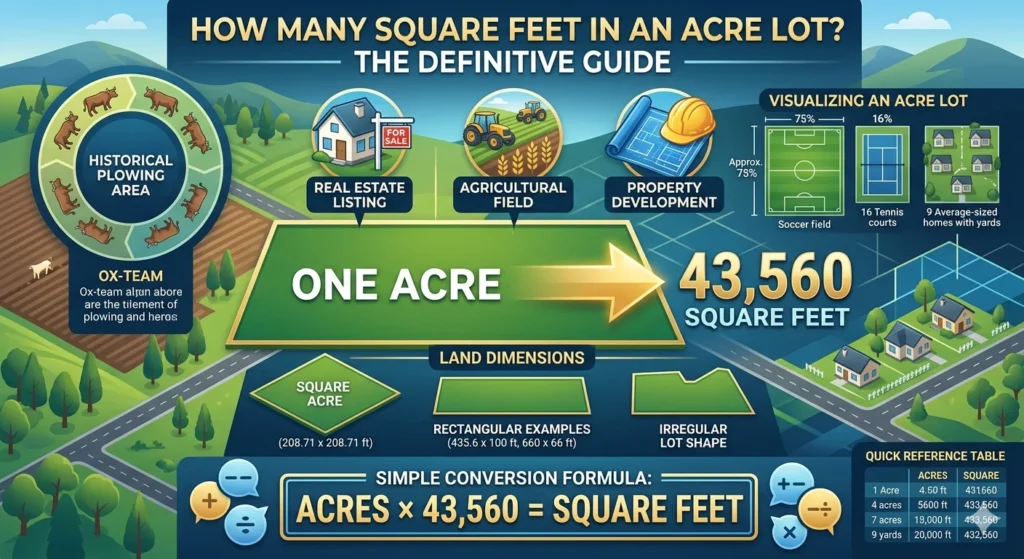 infographic is showing that How Many Square Feet in an Acre Lot