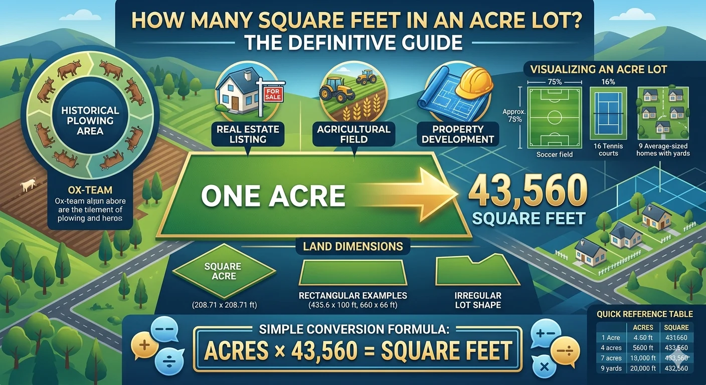 infographic is showing that How Many Square Feet in an Acre Lot