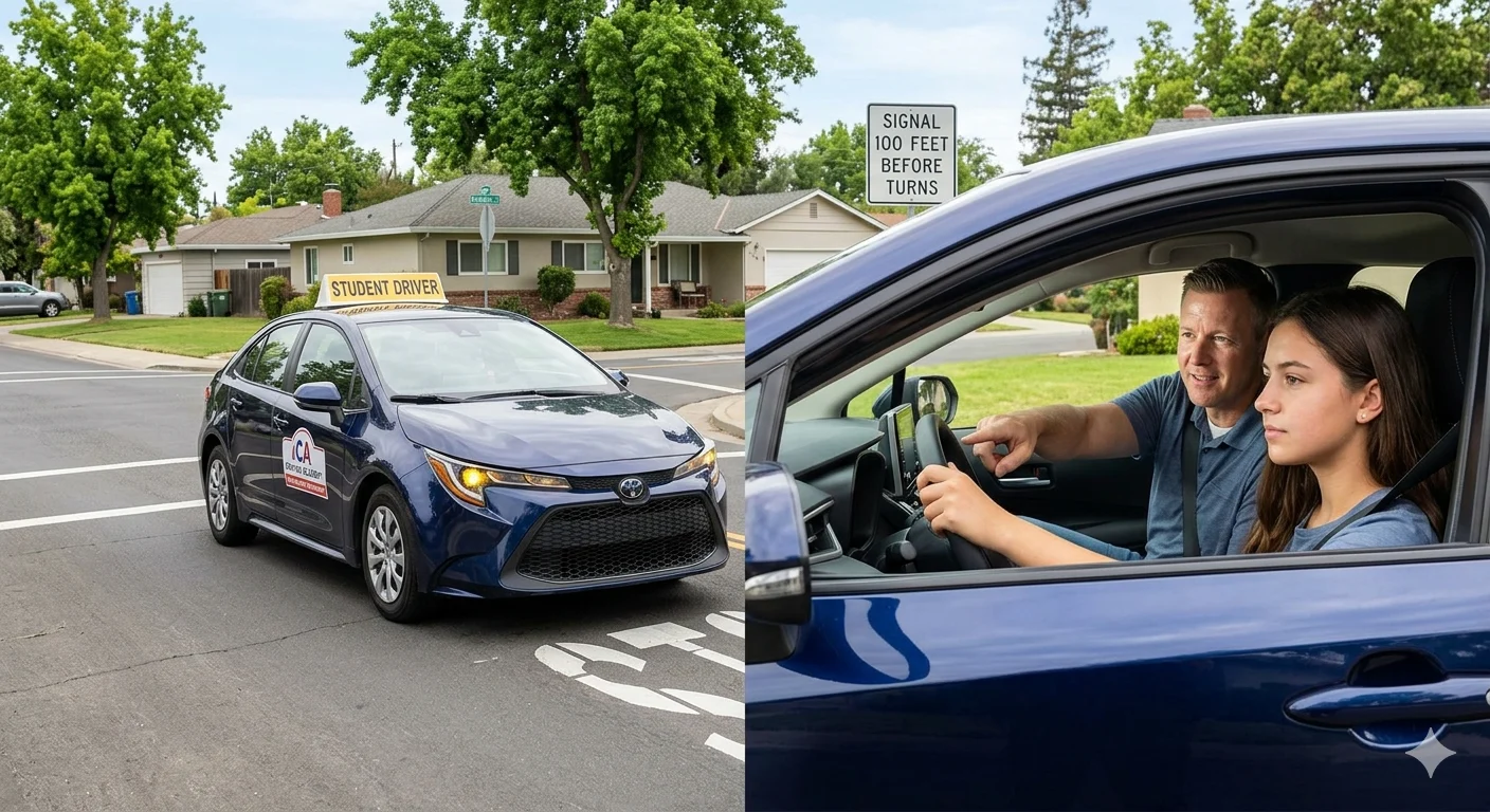 Infographic is showing that How Many Feet Before Turn Signal in California?