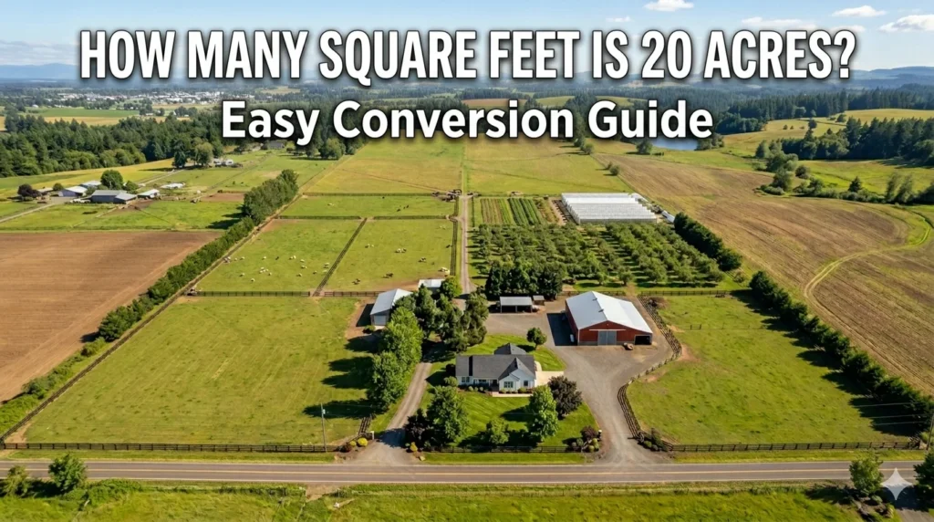 Infographic is showing that How Many Square Feet Is 20 Acres?