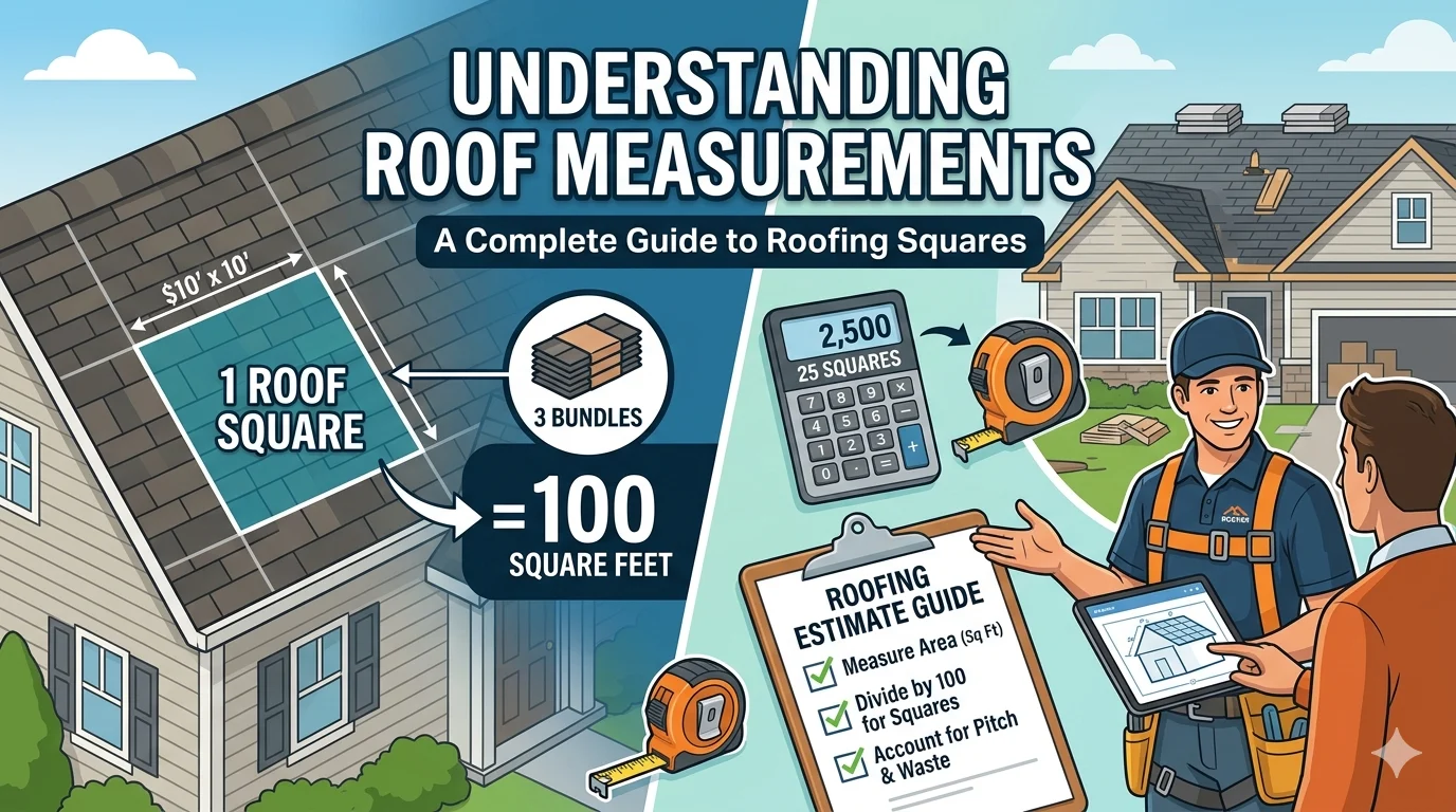 Infographic is showing that how many square feet in a roof square?