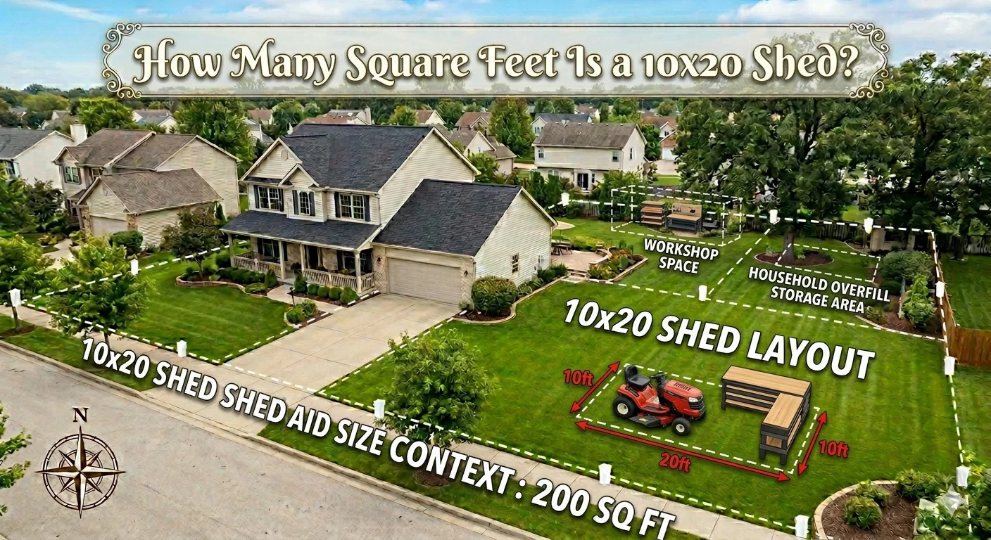 Simple graphics is showing that How Many Square Feet Is a 10x20 Shed? Complete Guide