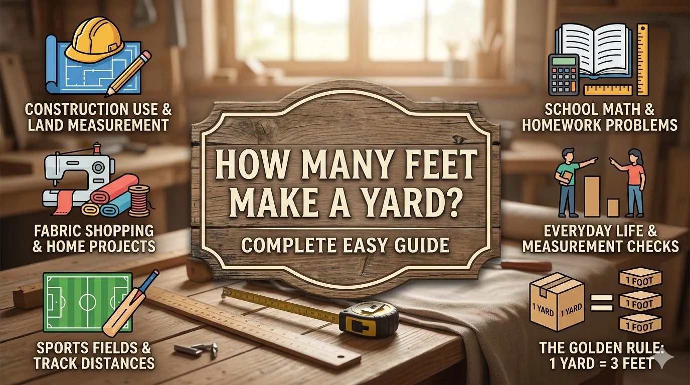 infographic is showing that How Many Feet Make a Yard? Simple Complete Guide