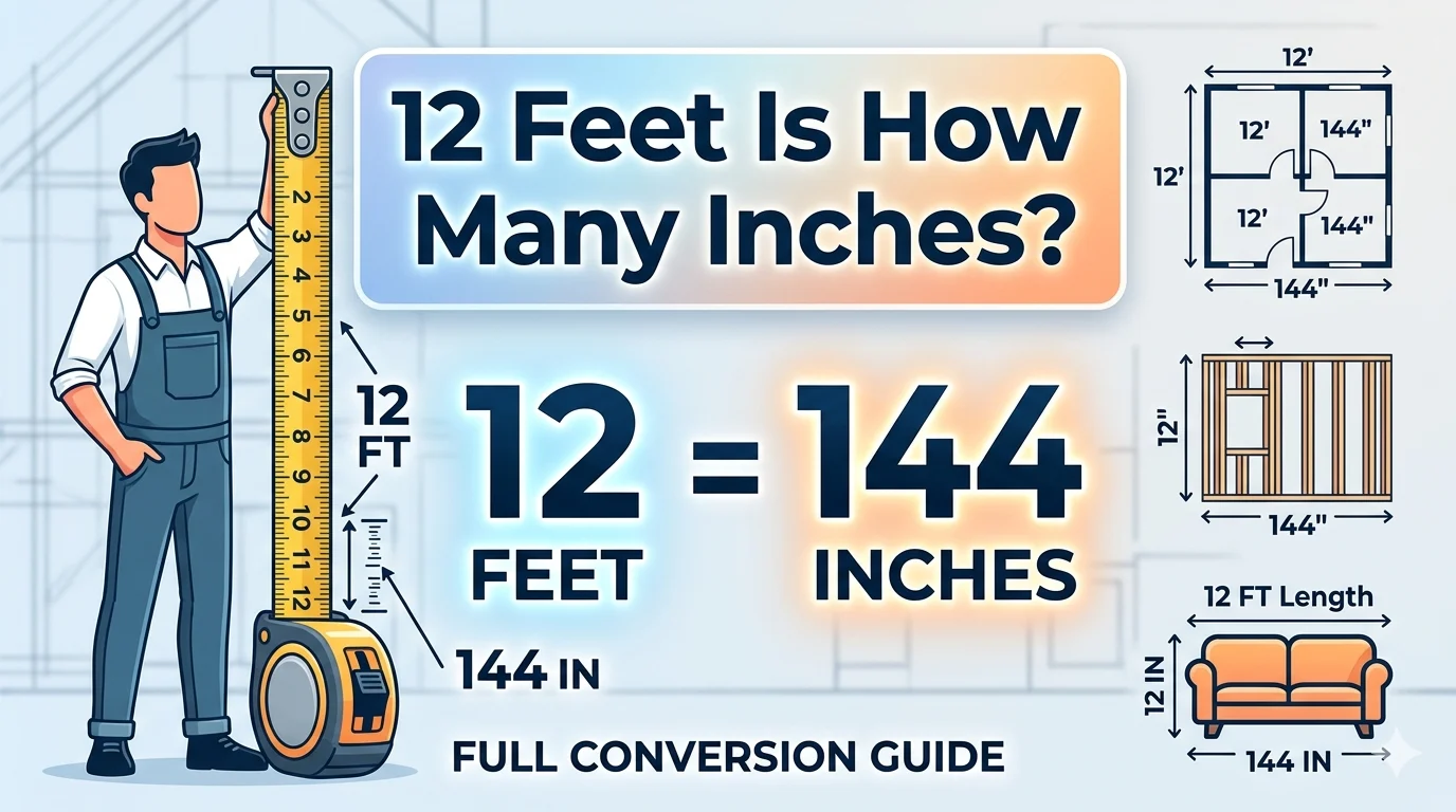 Infographic is showing that 12 feet is how many inches