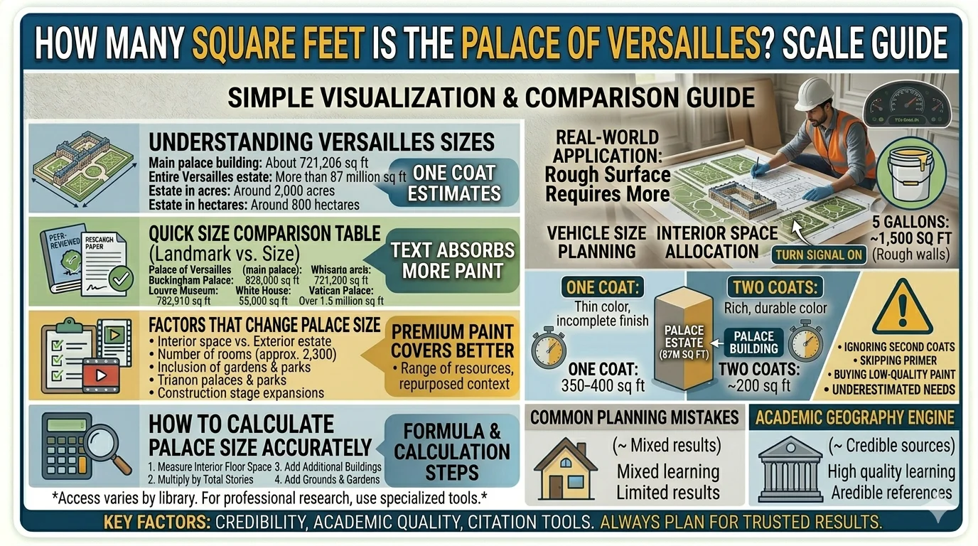 Infographic is showing that How Many Square Feet Is the Palace of Versailles?