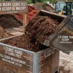 Infographic is showing that How Many Cubic Feet in a Scoop of Mulch?