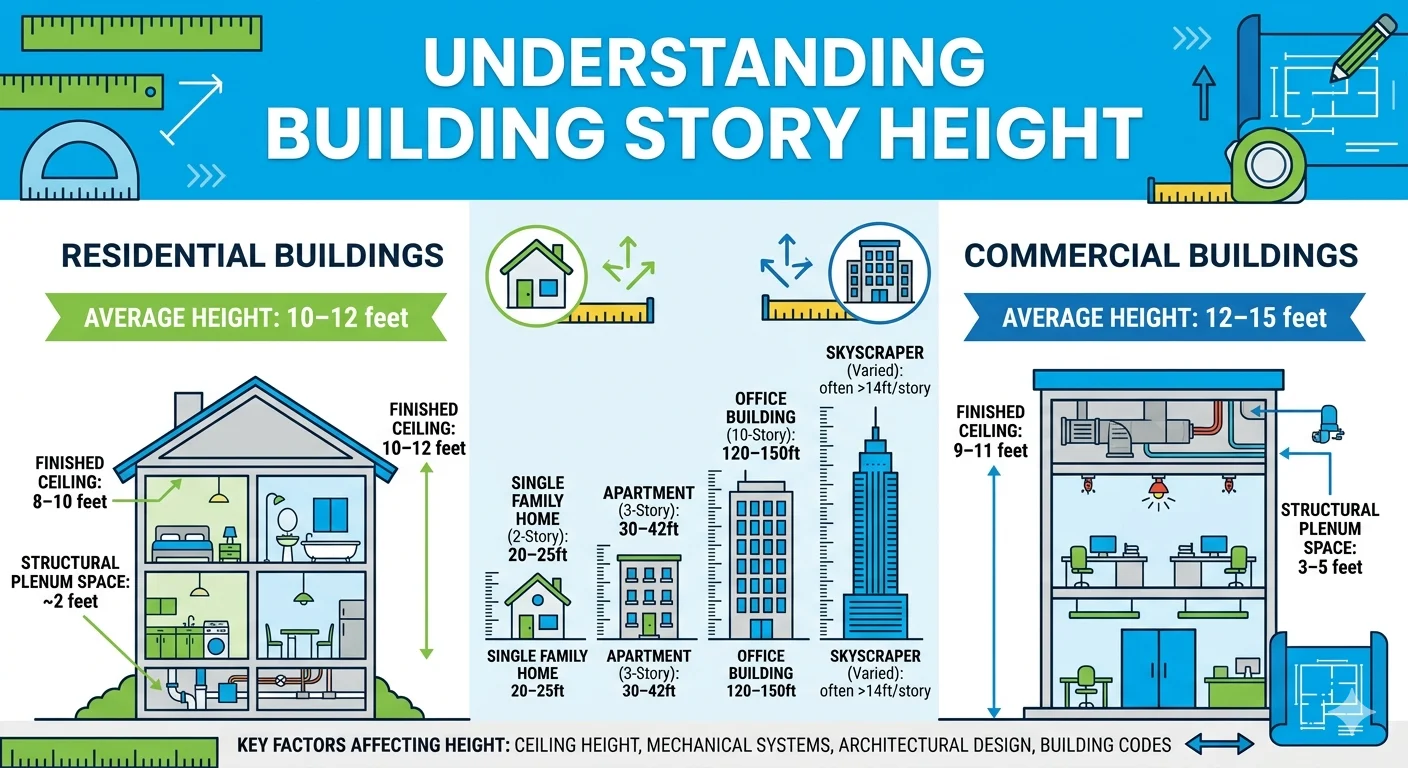 Infographic is showing that How Many Feet Is a Story of a Building