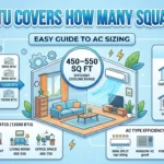 Infographic is showing that 12000 BTU Covers How Many Square Feet? Complete
