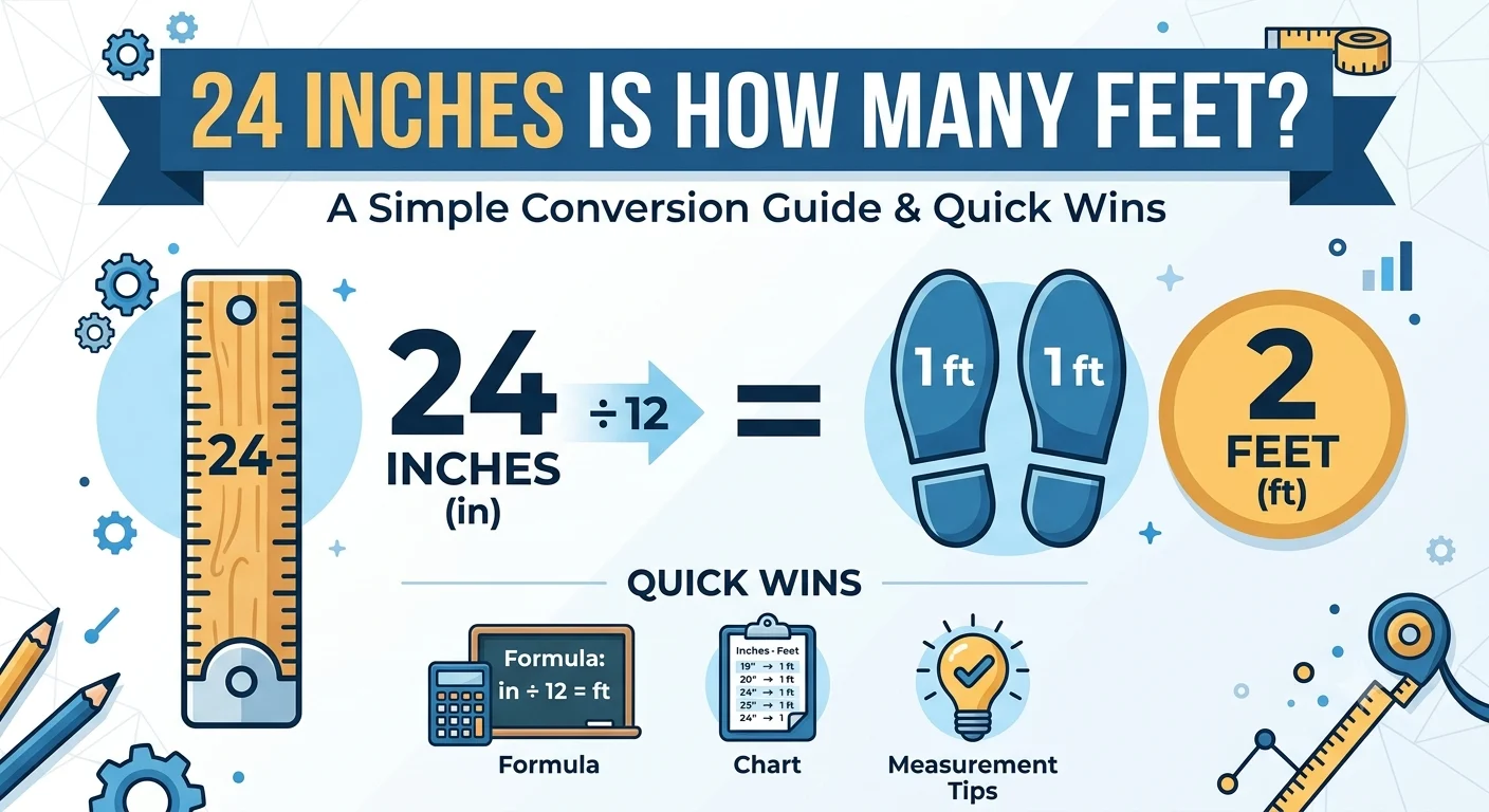 Infographic is showing that 24 Inches Is How Many Feet? Easy Conversion Guide