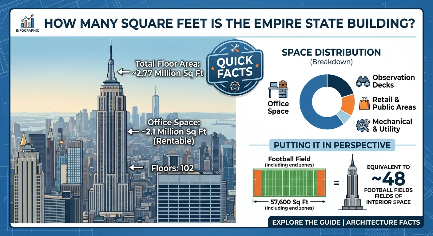 Infographic is showing that How Many Square Feet Is the Empire State Building?