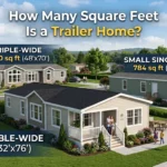 Infographic is showing that How Many Square Feet Is a Trailer Home? Size Guide