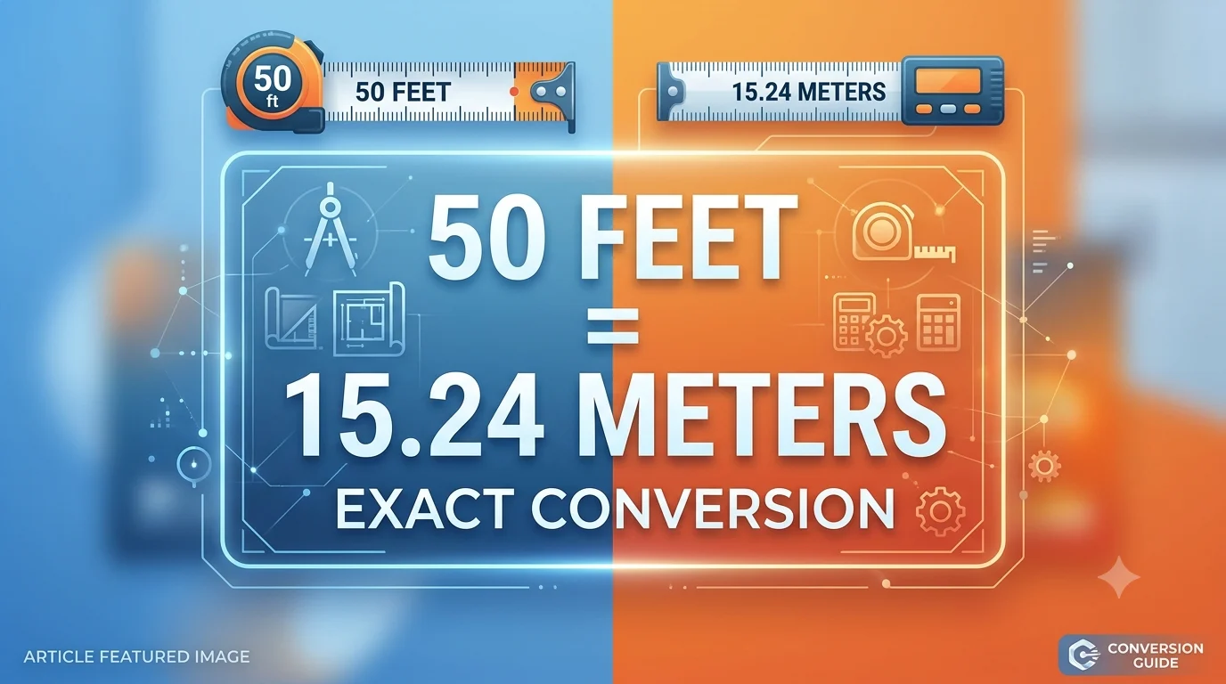 Infographic is showing that How Many Meters Is 50 Feet? Exact Conversion Guide