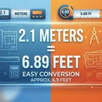 Infographic is showing that How Many Feet Is 2.1 Meters? Easy Conversion Guide