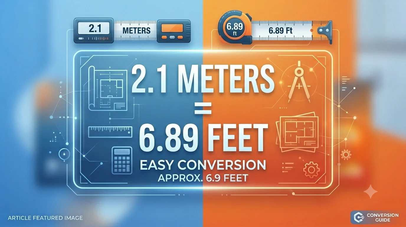 Infographic is showing that How Many Feet Is 2.1 Meters? Easy Conversion Guide