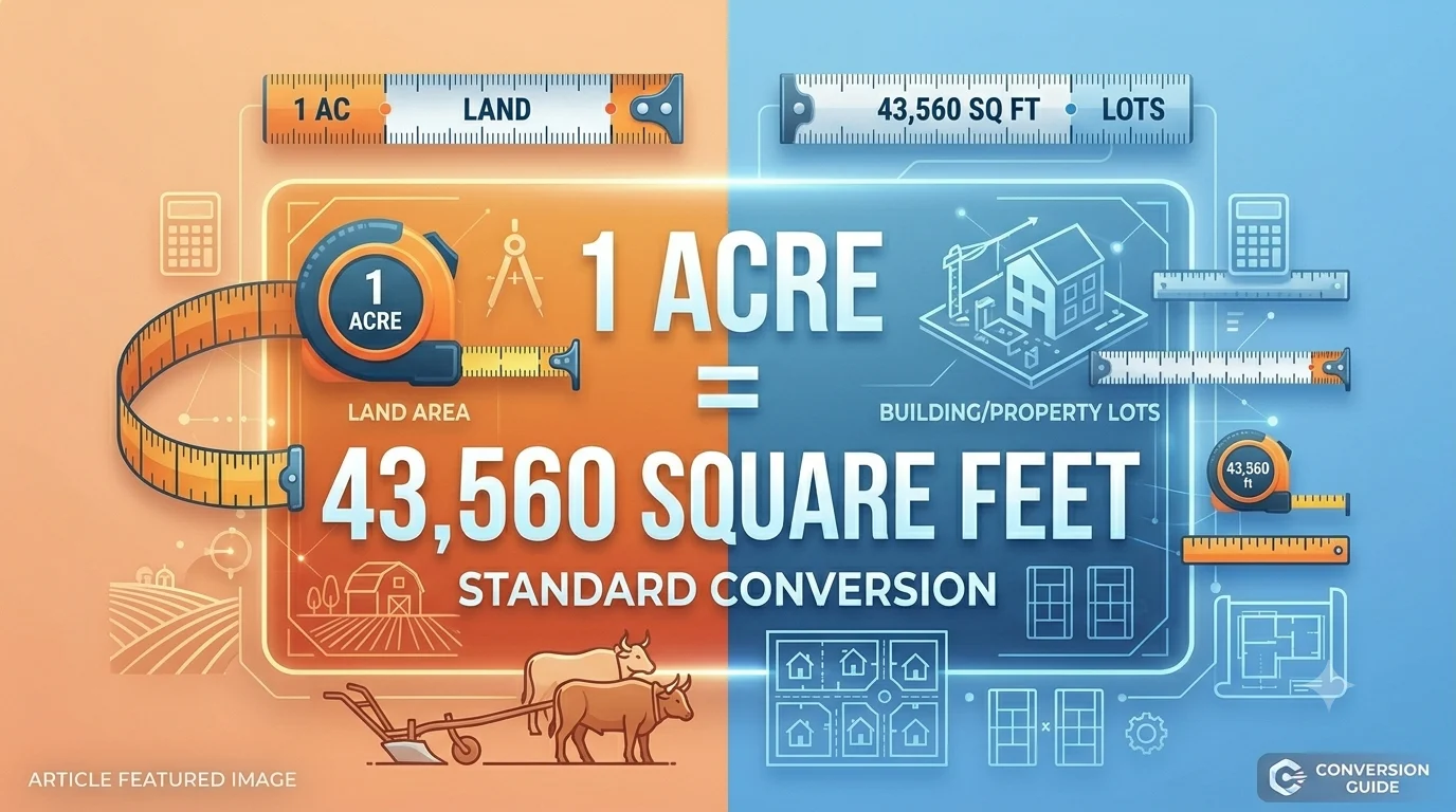 Infographic is showing that How Many Square Feet Equals an Acre? Complete Guide