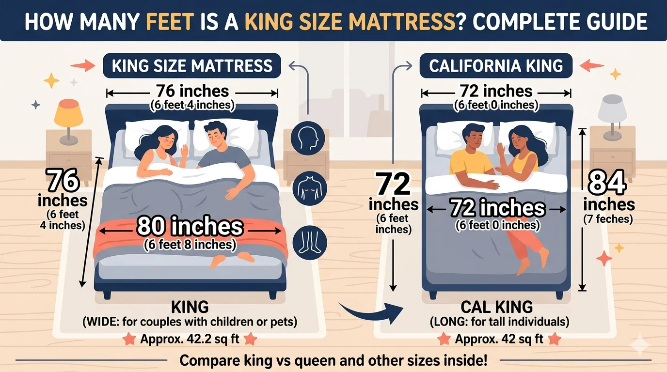 Infographic is showing that bhttps://yourwebsite.com/how-many-feet-is-a-king-size-mattress