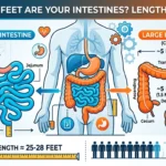 Infographic is showing that How Many Feet Are Your Intestines? Length Explained