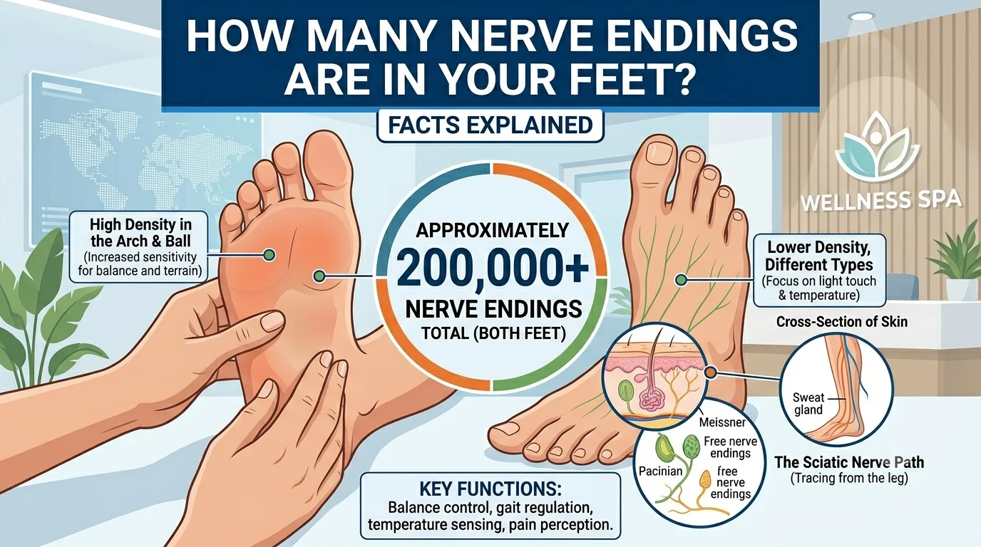 Infographic is showing that How Many Nerve Endings Are in Your Feet? Facts Explained