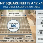 Infographic is showing that How Many Square Feet Is a 12 x 15 Room? Full Guide