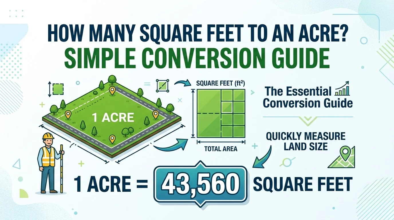 Infographic is showing that How Many Square Feet to an Acre? Simple Conversion Guide