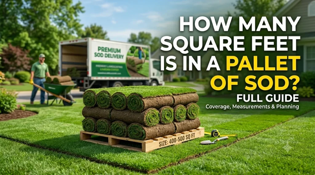 Infographic is showing that How Many Square Feet Is in a Pallet of Sod? Full Guide