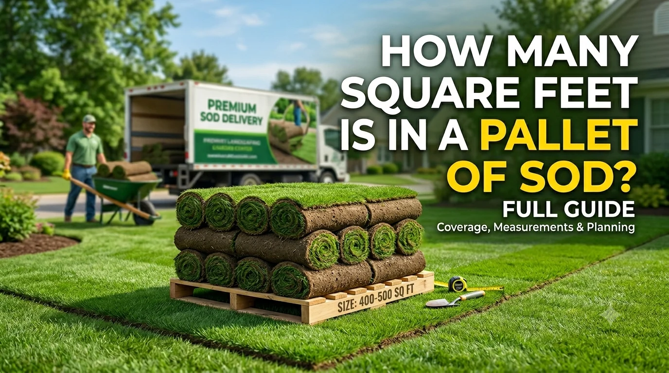 Infographic is showing that How Many Square Feet Is in a Pallet of Sod? Full Guide