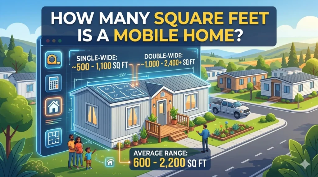 Infographic is showing that How Many Square Feet Is a Mobile Home?