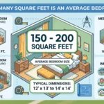 Infographic is showing that How Many Square Feet Is an Average Bedroom?