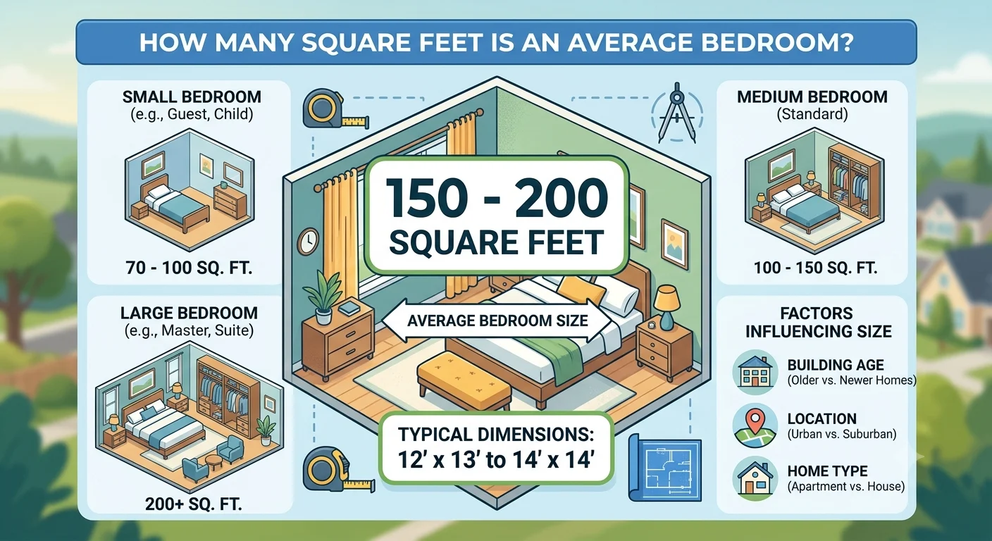 Infographic is showing that How Many Square Feet Is an Average Bedroom?