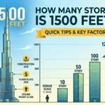 Infographic is showing that How Many Stories Is 1500 Feet? Building Height Explained