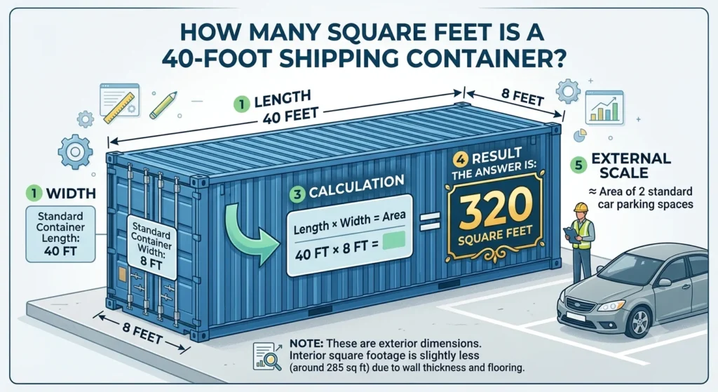 Infographic is showing that how-many-square-feet-is-a-40-foot-shipping-container