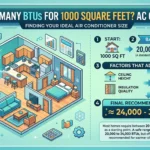 Infographic is showing that bHow Many BTUs for 1000 Square Feet? AC Guide