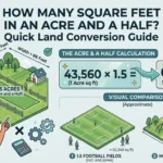 Infographic is showing that How Many Square Feet in an Acre and a Half?