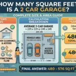 Infographic is showing that How Many Square Feet Is a 2 Car Garage? Size Guide