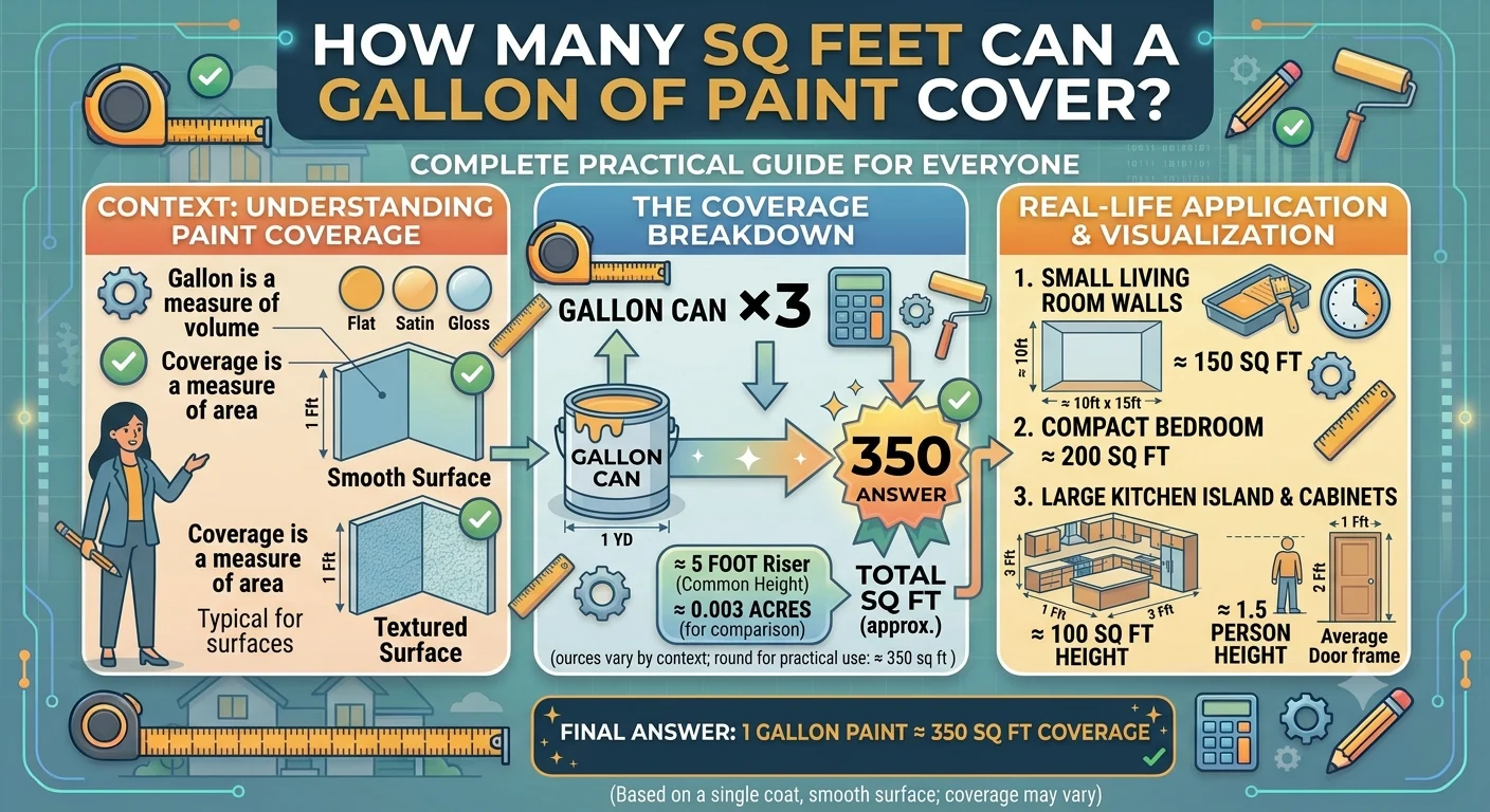 Infographic is showing that How Mani Sq Feet Can a Gallon of Paint Cover?