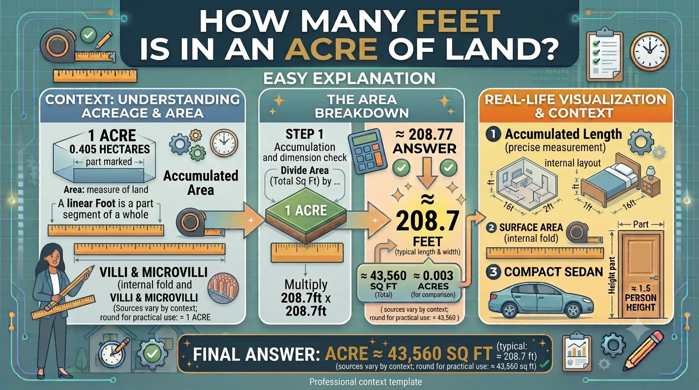 Infographic is showing that How Many Feet Is in an Acre of Land? Easy Explanation