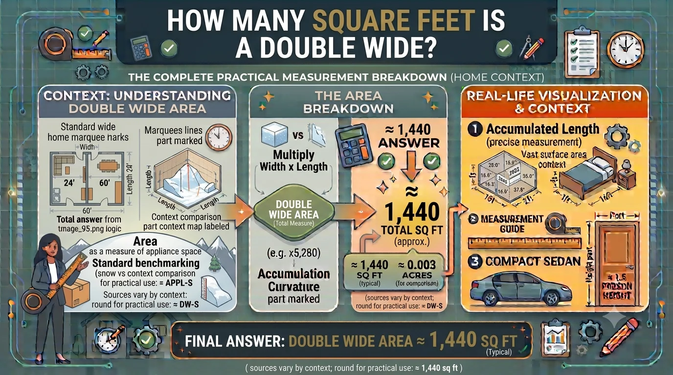 Infographic is showing that How Many Square Feet Is a Double Wide? Average Size Guide