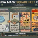 Infographic is showing that How Many Square Feet Is a 24 Ft Round Pool?