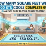 Infographic is showing that How Many Square Feet Will 12000 BTU Cool? Complete Guide