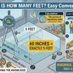 Infographic is showing that 60 Inches Is How Many Feet? Easy Conversion Guide