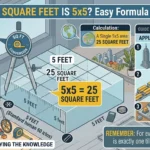Infographic Is showing that How Many Square Feet Is 5x5? Easy Formula & Examples