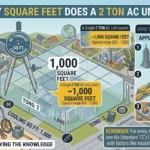 Infographic is showing that How Many Square Feet Does a 2 Ton AC Unit Cover?