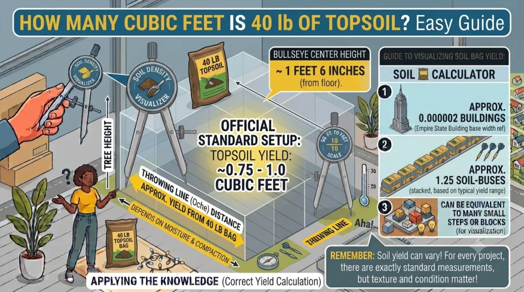 Infographic is showing that How Many Cubic Feet Is 40 lb of Topsoil? Easy Guide