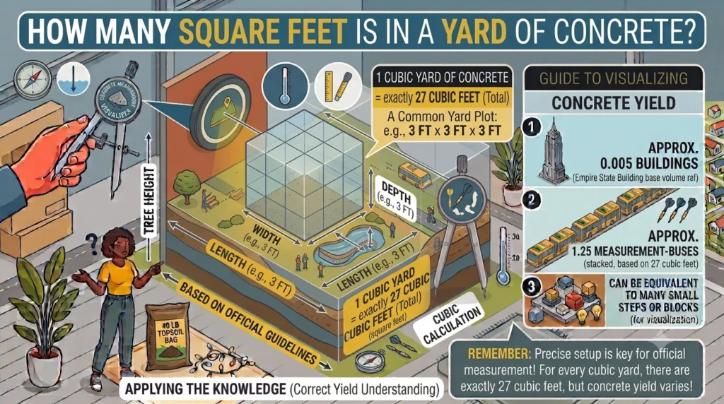 Infographic is showing that How Many Square Feet Is in a Yard of Concrete?