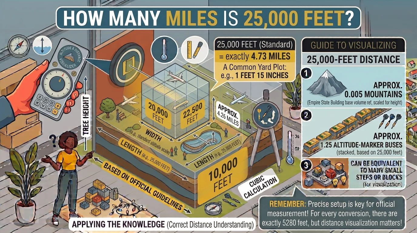 Infographic is showing that How Many Miles Is 25,000 Feet?