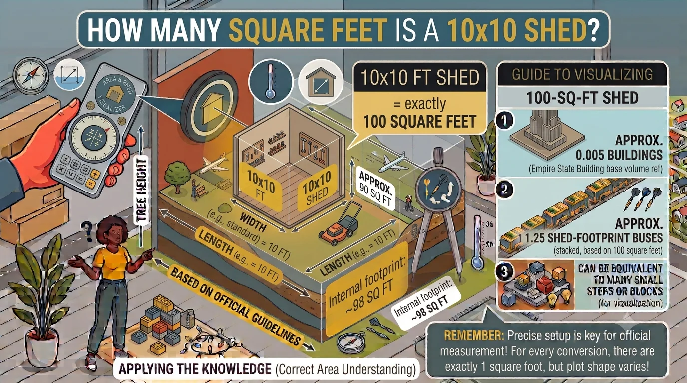 Infographic is showing that How Many Square Feet Is a 10x10 Shed?
