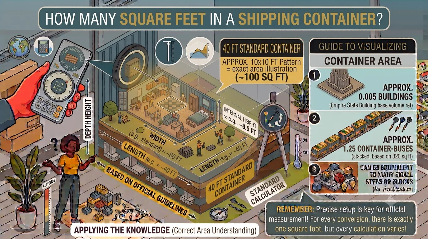 Infographic is showing that How Many Square Feet in a Shipping Container?
