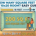 Infographic is showing that How Many Square Feet Is a 10x20 Room? Easy Guide