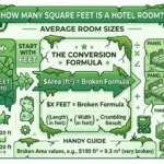 Infographic is showing that How Many Square Feet Is a Hotel Room? Average Room Sizes